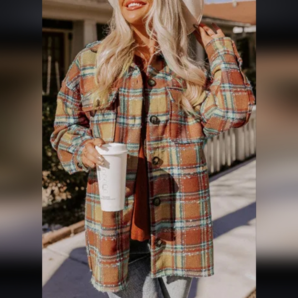Last one New Oversized plaid shacket - Picture 4 of 15